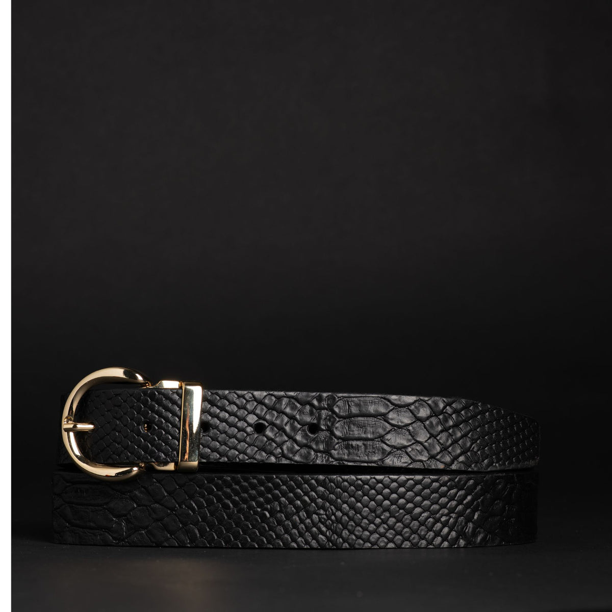 Medusa 35 mm snake skin embossed leather belt