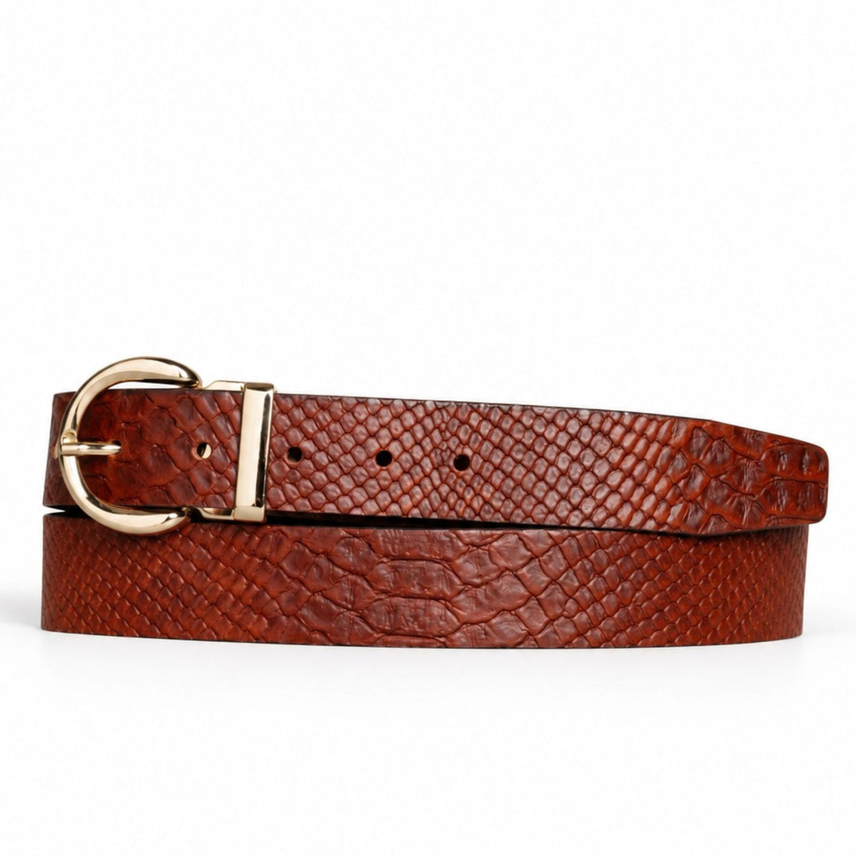 Medusa 35 mm snake skin embossed leather belt