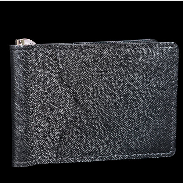 The Pinnacle Wallet - Limited Edition Black Saffiano Slim Money Clip Crackled Pattern