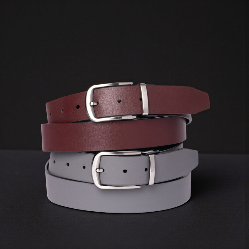 The Harvey Dent Belt - One Piece Reversible Black/Burgandy 100% Real Leather Belt