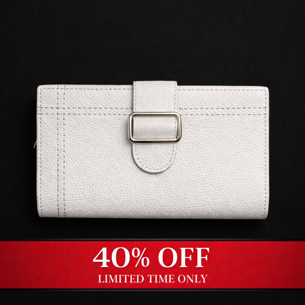 Madison women's pebble grain leather wallet in white