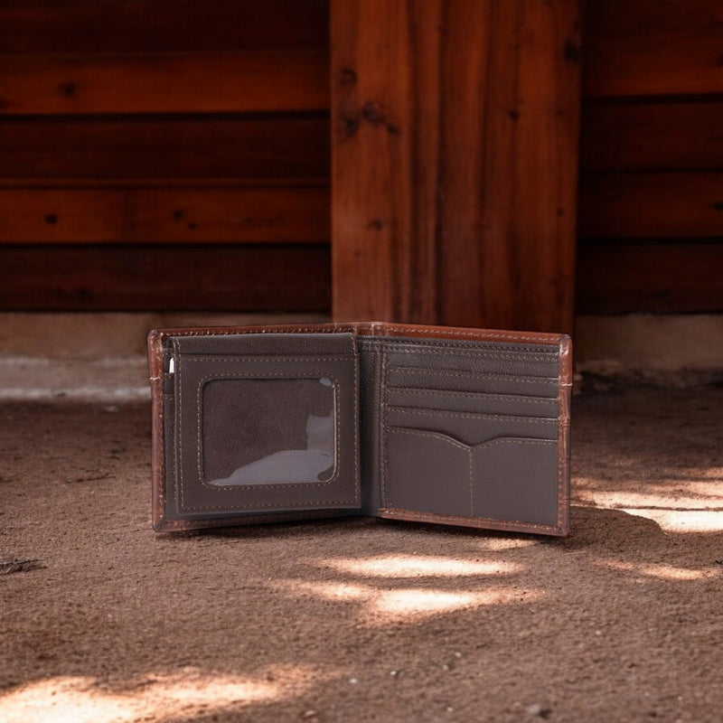 The Aztec Wallet - Hand-Tooled Brown Full Grain Leather Wallet