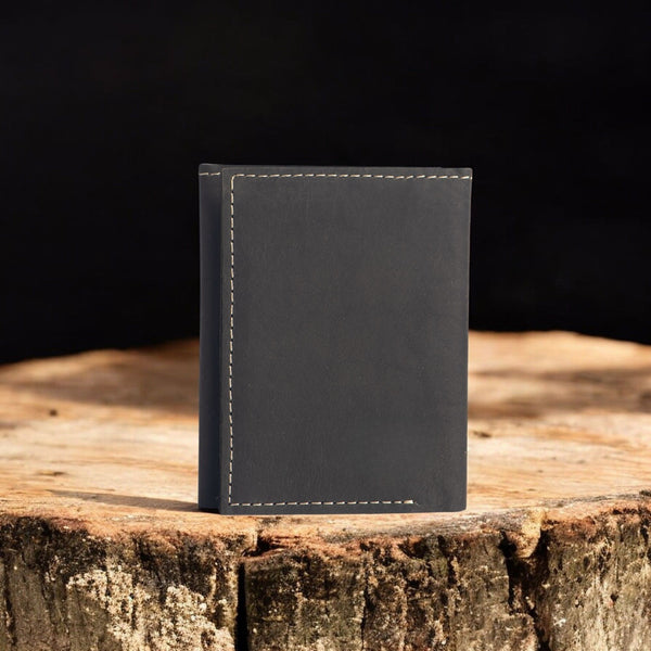 Meraki - Black Full Grain Leather Trifold Wallet