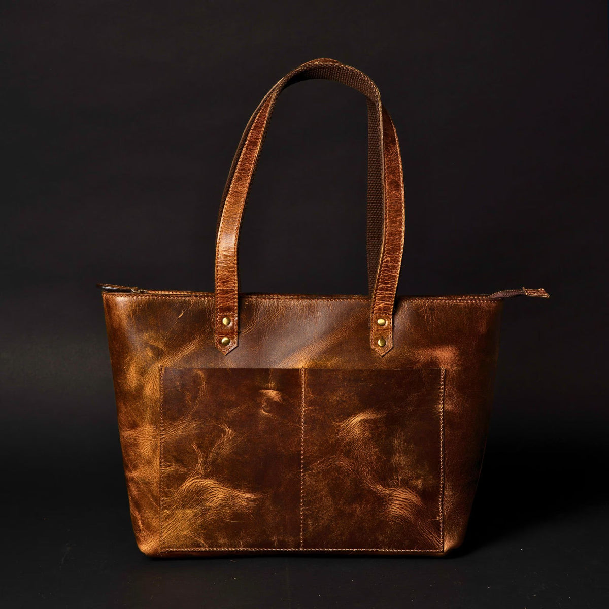 Classic black leather tote bag
