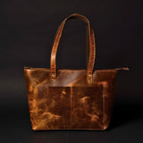 (Open Box) Classic Black Leather Tote Bag