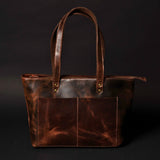 (Open Box) Classic Black Leather Tote Bag