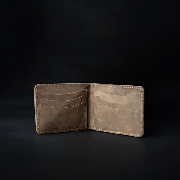 Grey Dollar Size Full-Grain Leather Wallet