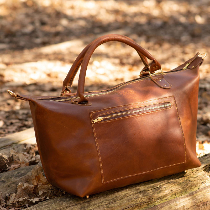 The Weekender Bag - Brown Handcrafted Full Grain Leather Duffle Bag Made in Canada