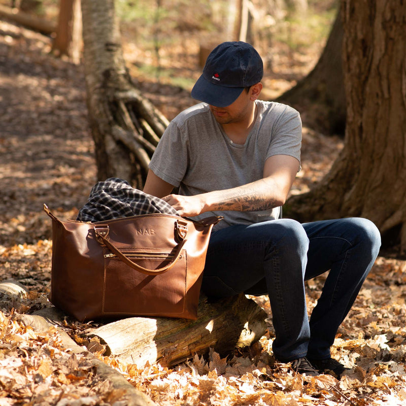 The Weekender Bag - Brown Handcrafted Full Grain Leather Duffle Bag Made in Canada
