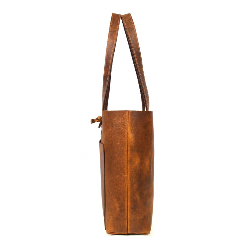 Tolredo - Cognac Leather Tote Bag with Leather Closure