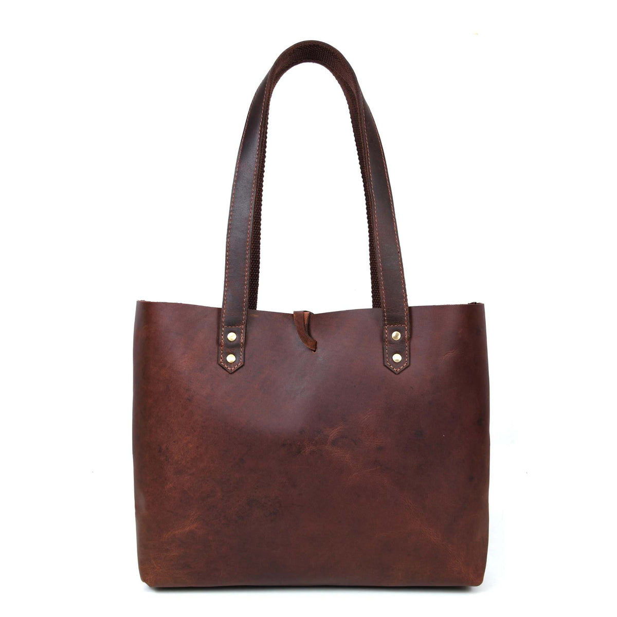 Tolredo brown leather tote bag with leather closure