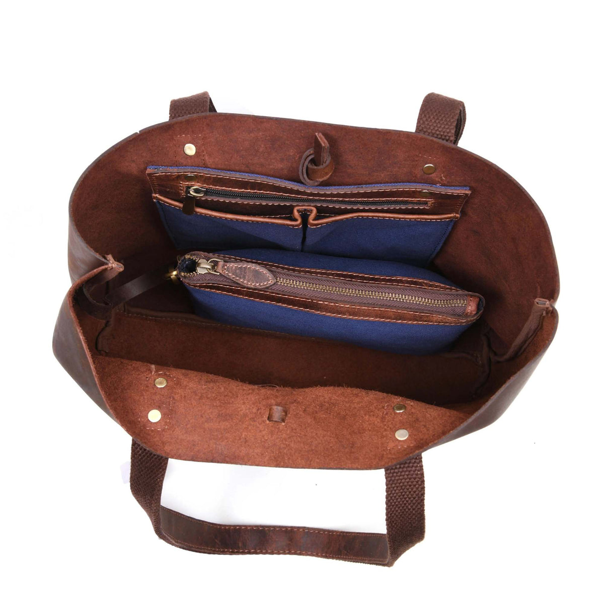 Tolredo brown leather tote bag with leather closure