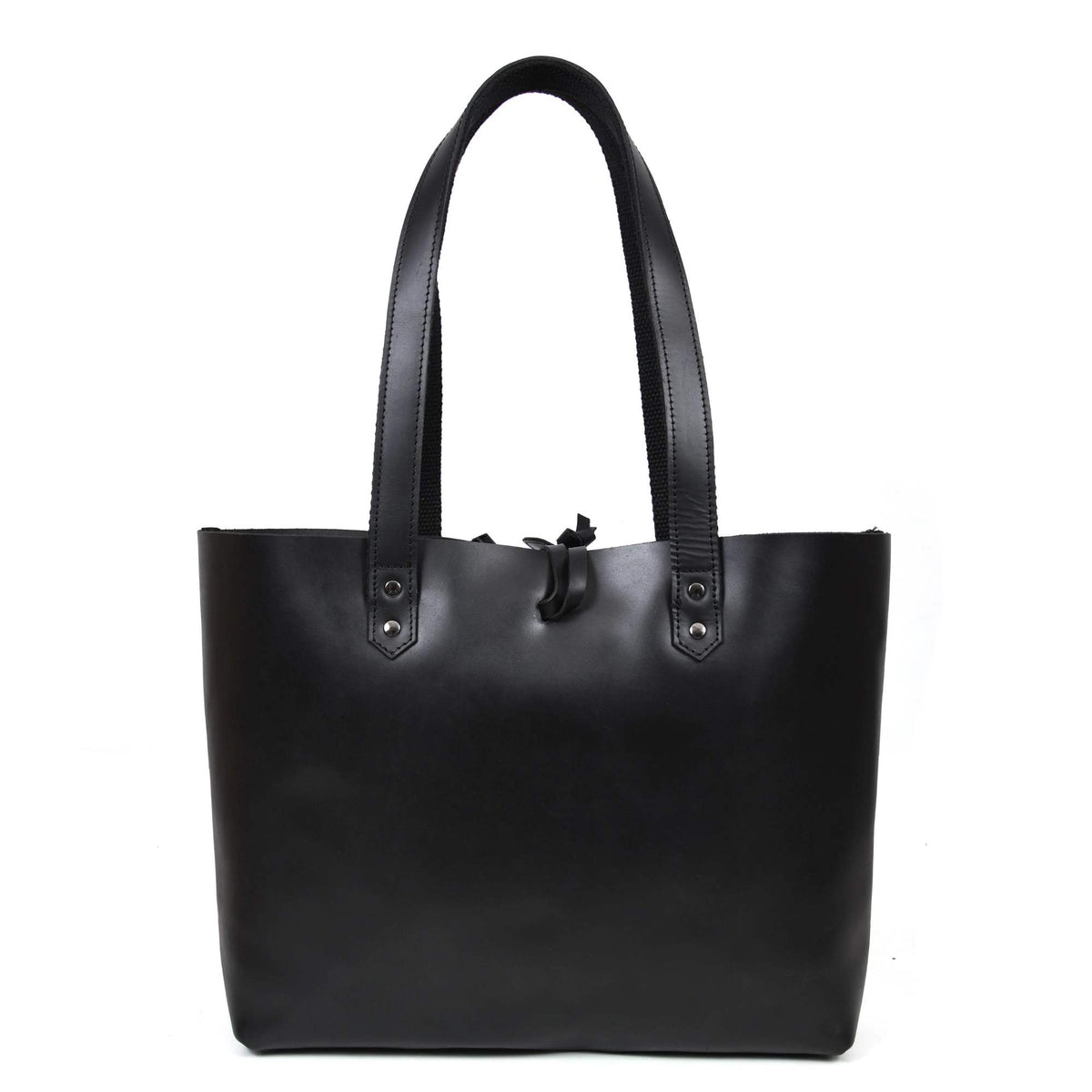 Tolredo black leather tote bag with leather closure