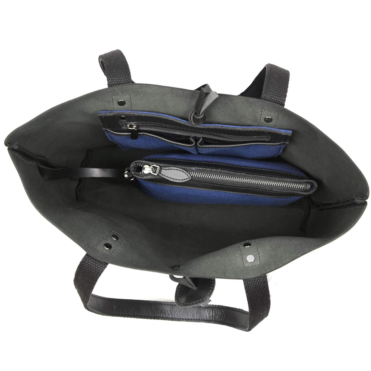 Tolredo black leather tote bag with leather closure