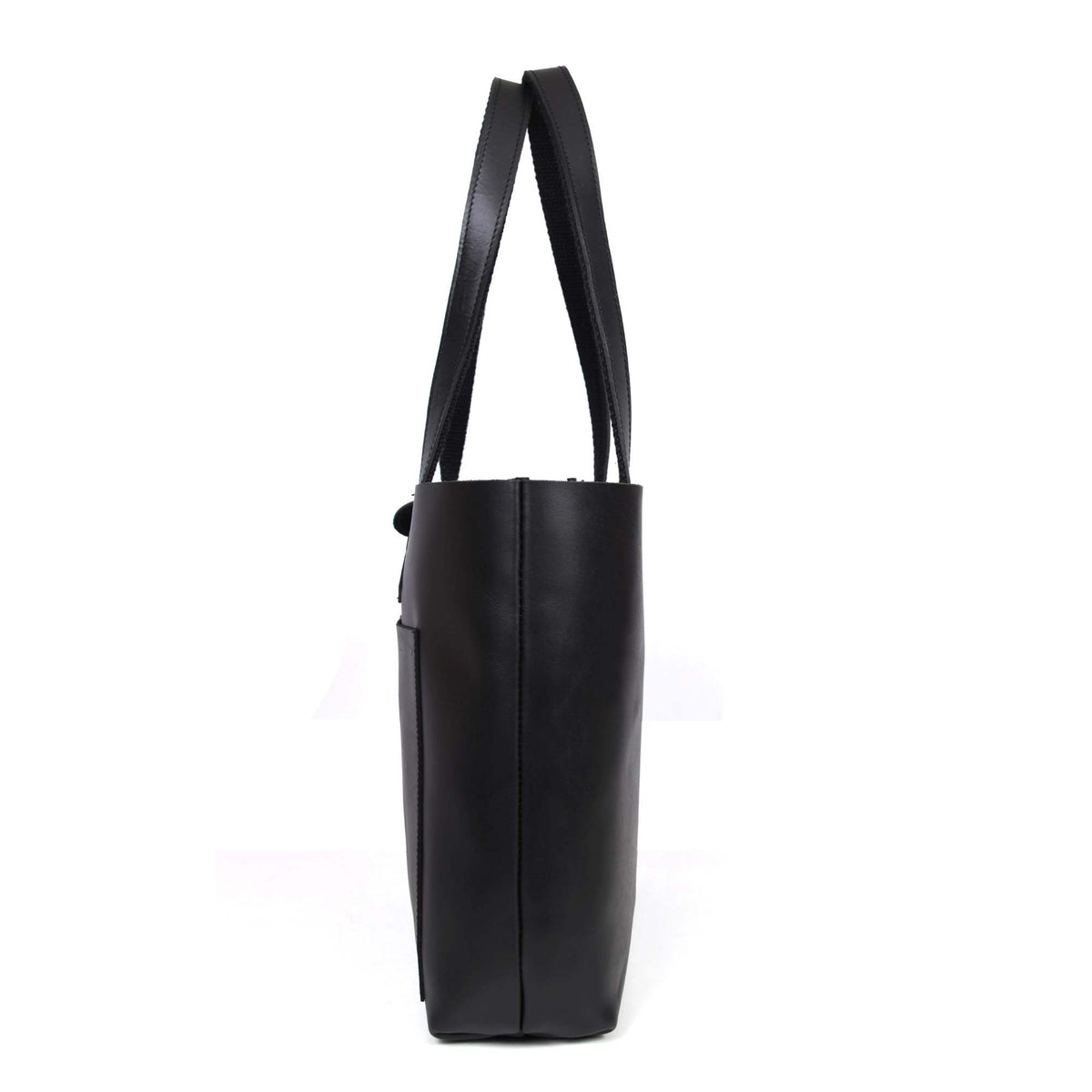 Tolredo black leather tote bag with leather closure