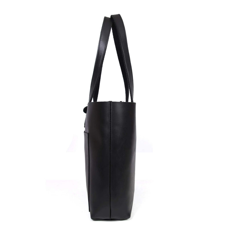 Tolredo - Black Leather Tote Bag with Leather Closure