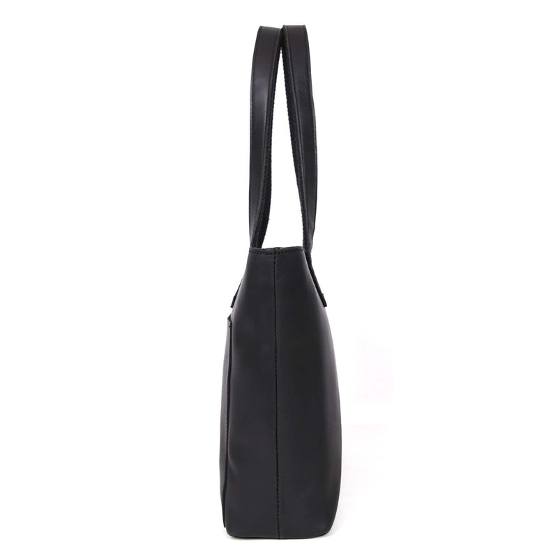 Classic Black Leather Tote Bag