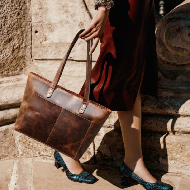 Classic Cognac Leather Tote Bag