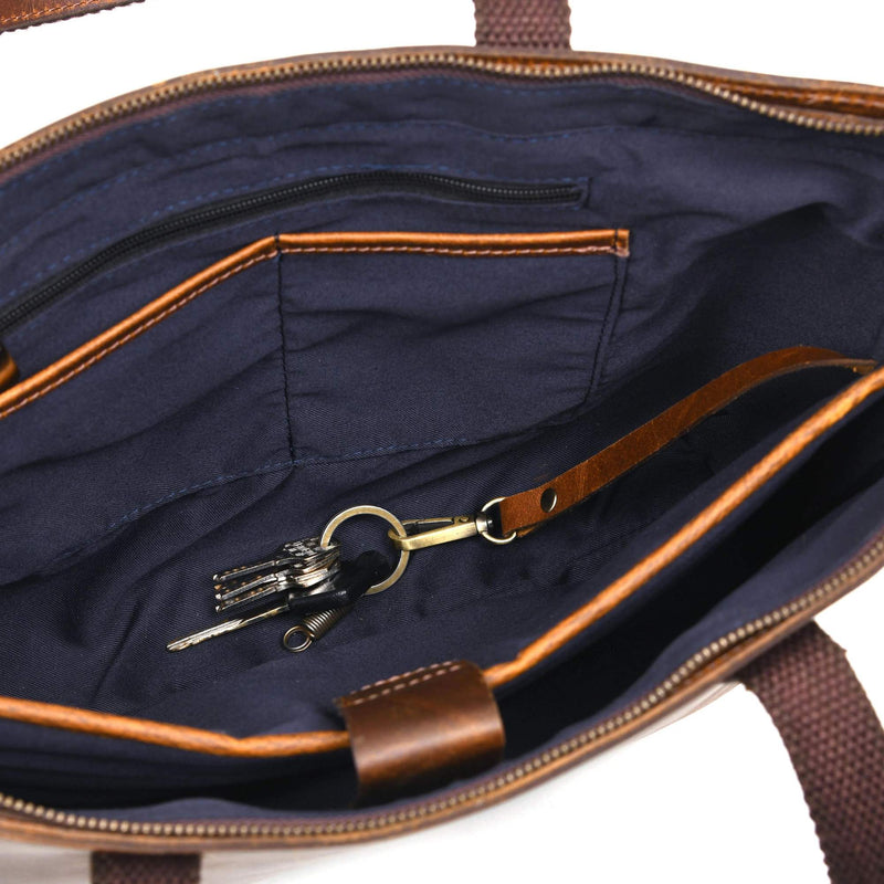 Classic Cognac Leather Tote Bag