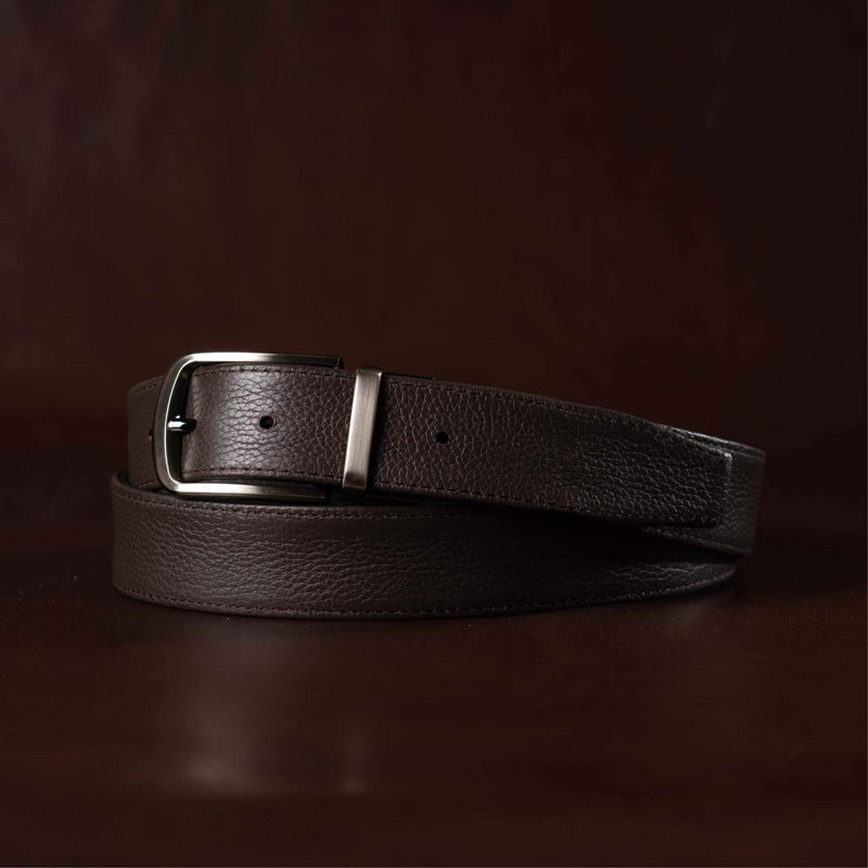 The Harvey Dent Belt - Reversible Stitched Full-Grain Pebbled Leather Belt
