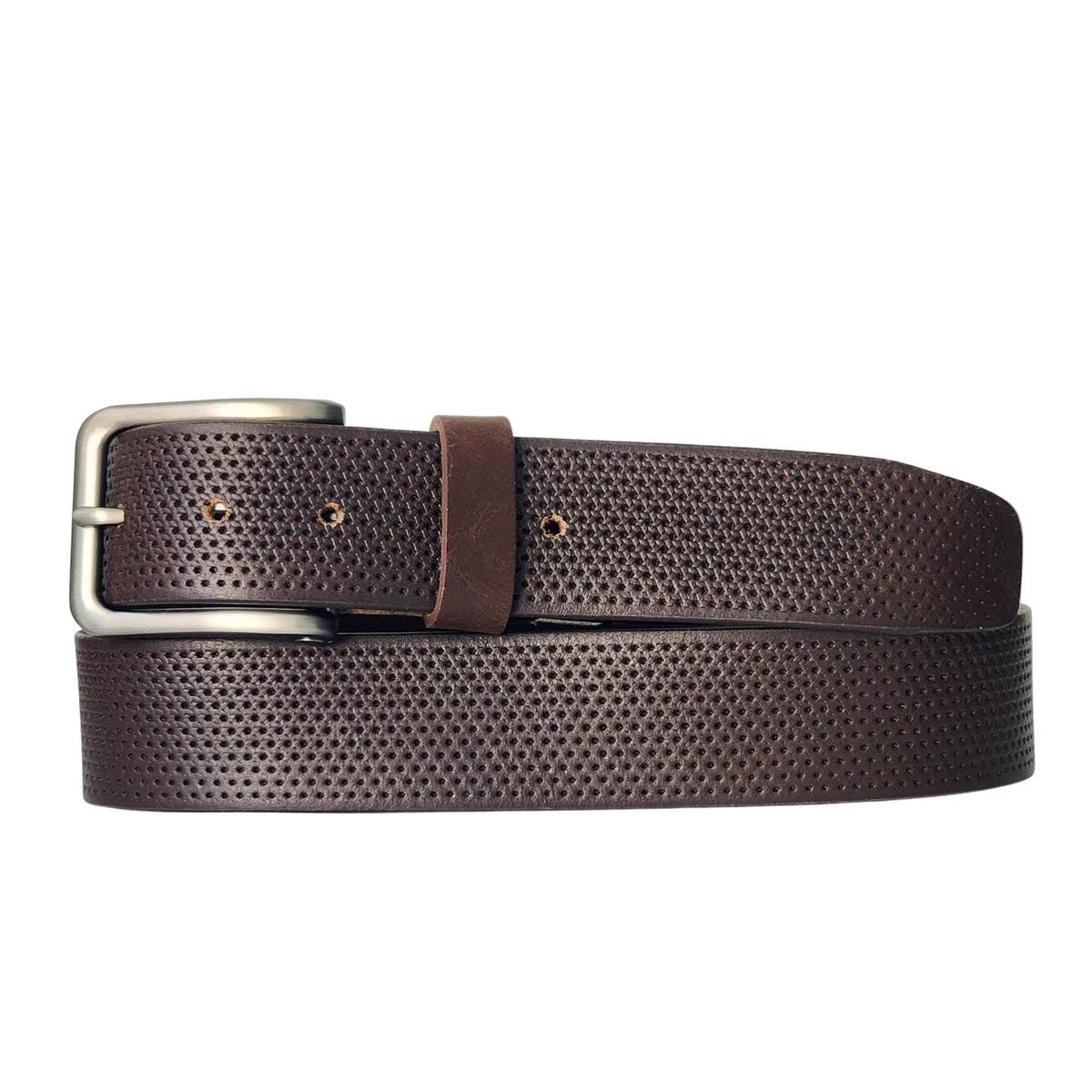 The Matrix black perforated full-grain leather belt
