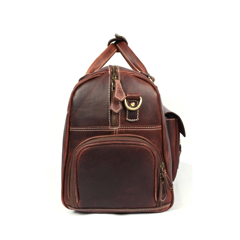 The Voyager Duffle - Brown Full-Grain Distressed Leather Duffle Bag