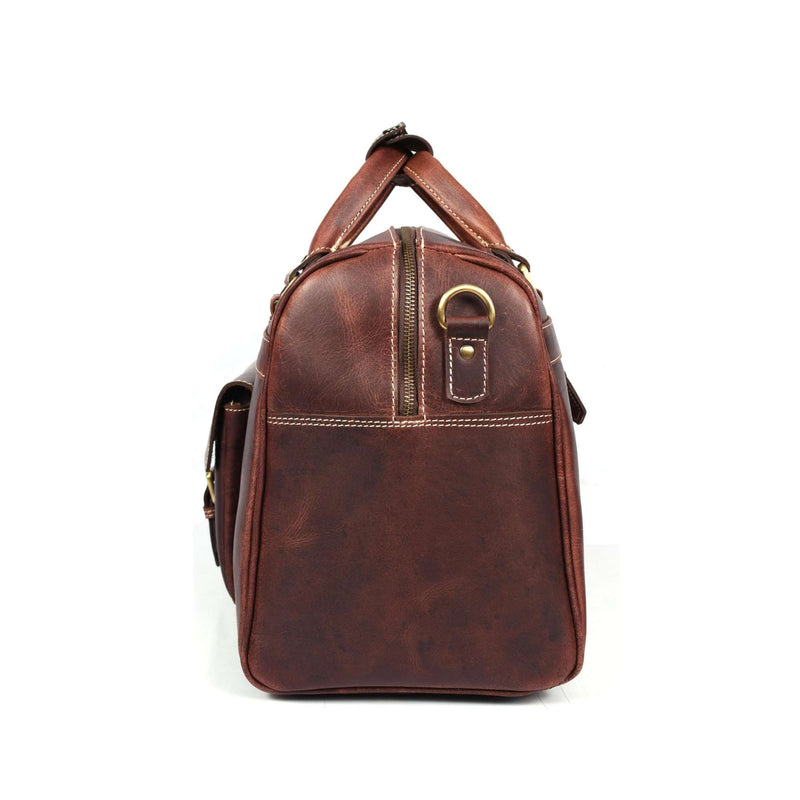 The Voyager Duffle - Brown Full-Grain Distressed Leather Duffle Bag