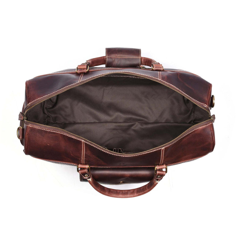 The Voyager Duffle - Brown Full-Grain Distressed Leather Duffle Bag