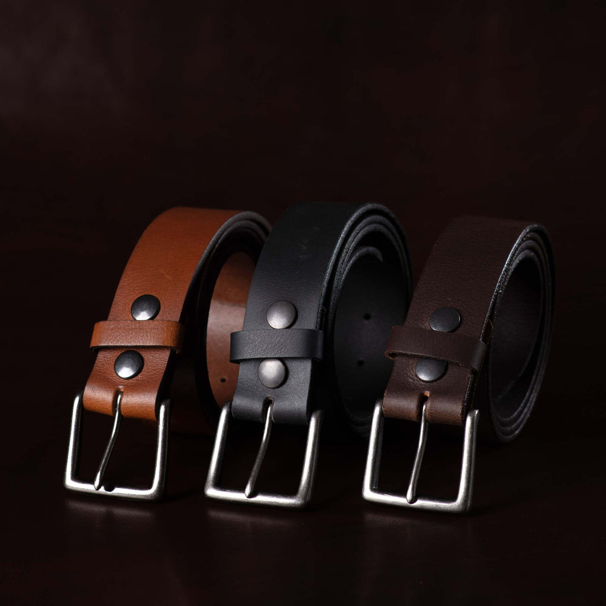 The Long Haul Belts 3-piece leather belt gift set