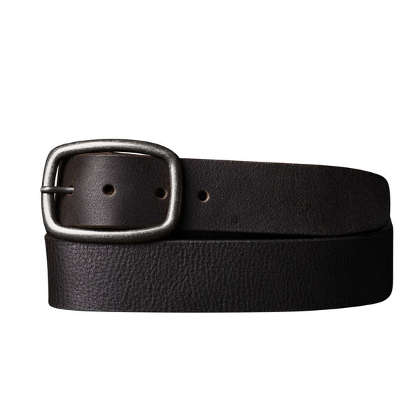 Selene - Black Leather Dress Belt with Silver Buckle - Made in Canada