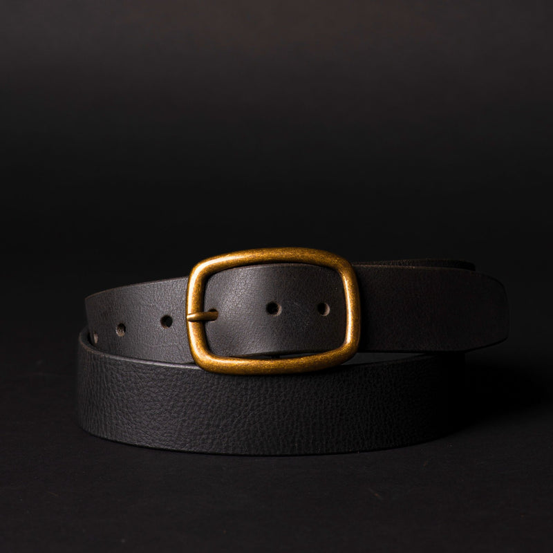 Amara - Black Leather Dress Belt with Gold Buckle Amara - Black Leather Dress Belt with Gold Buckle