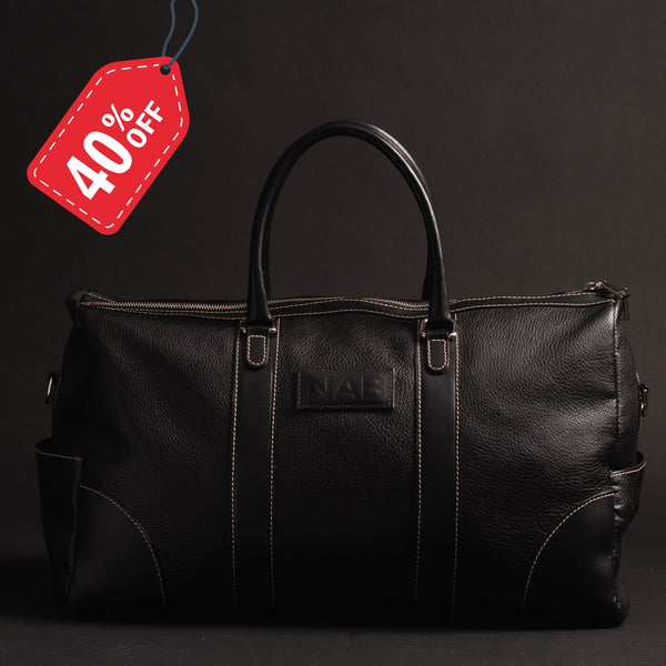 The Shield Duffle- Black Full-Grain Leather Duffle Bag Made in Canada