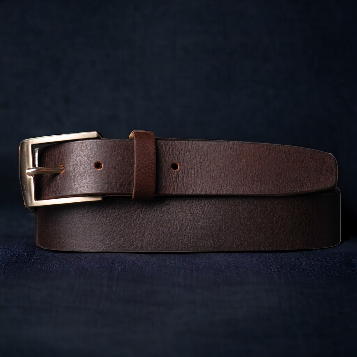 The Crest slim black full-grain leather belt