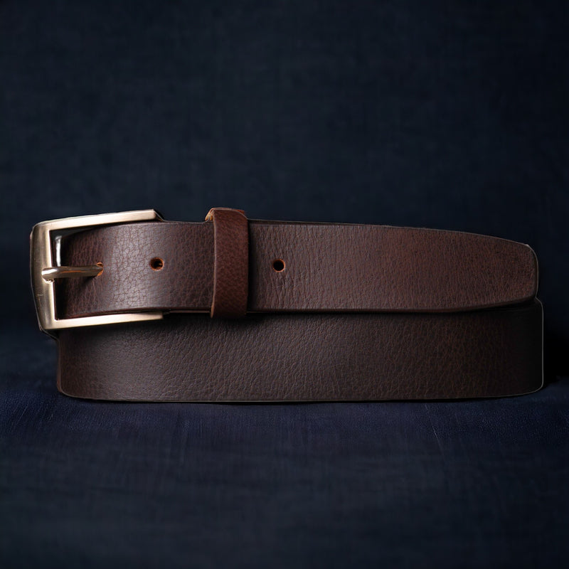 The Crest Belt - Slim Black 100% Full-Grain Leather Belt