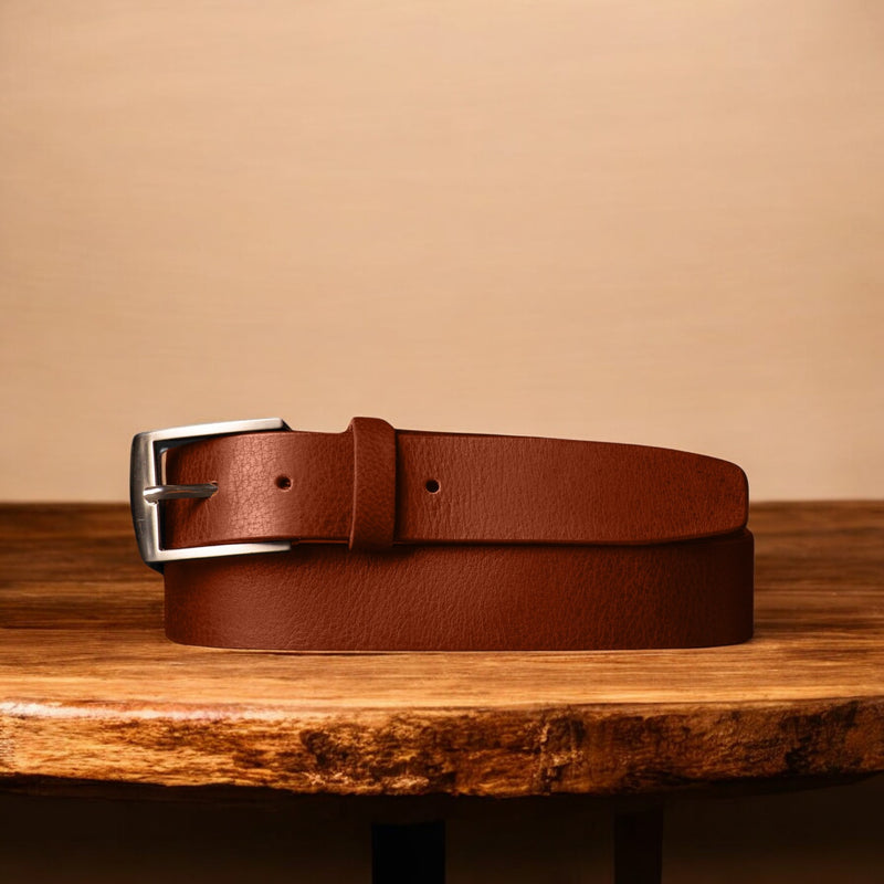 The Crest Belt - Slim Black 100% Full-Grain Leather Belt