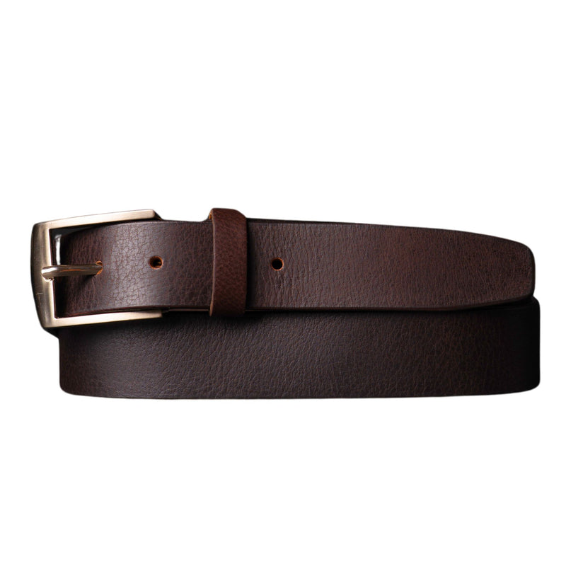 The Crest Belt - Slim Brown 100% Full-Grain Leather Belt