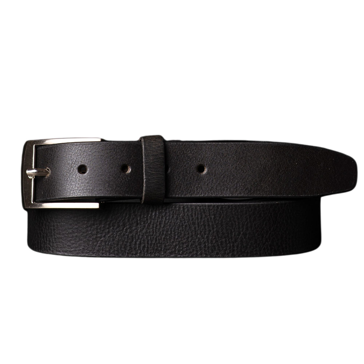 The Crest slim black full-grain leather belt