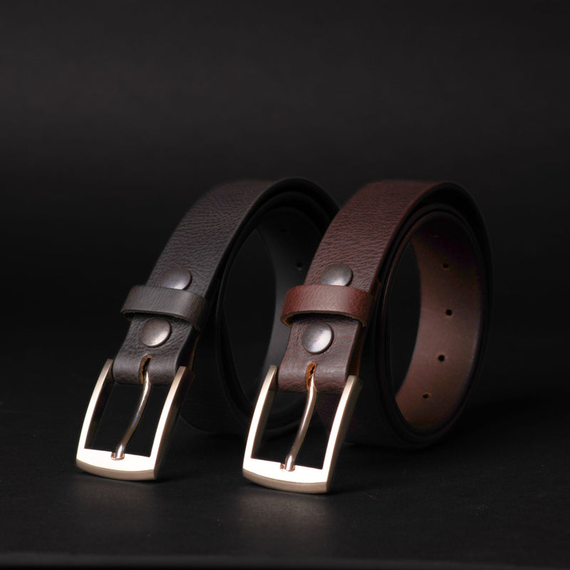 The Crest Belt - Slim Brown 100% Full-Grain Leather Belt