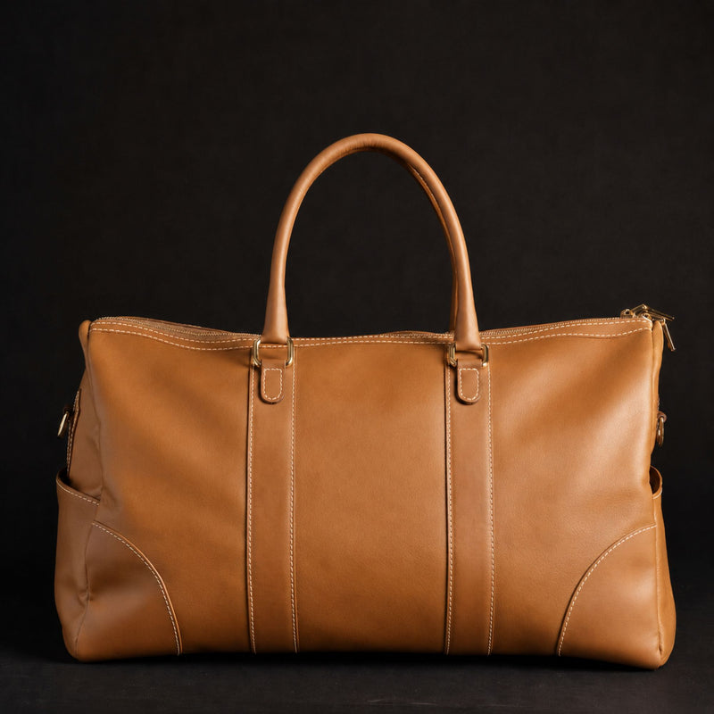 The Shield English tan full-grain leather duffle bag