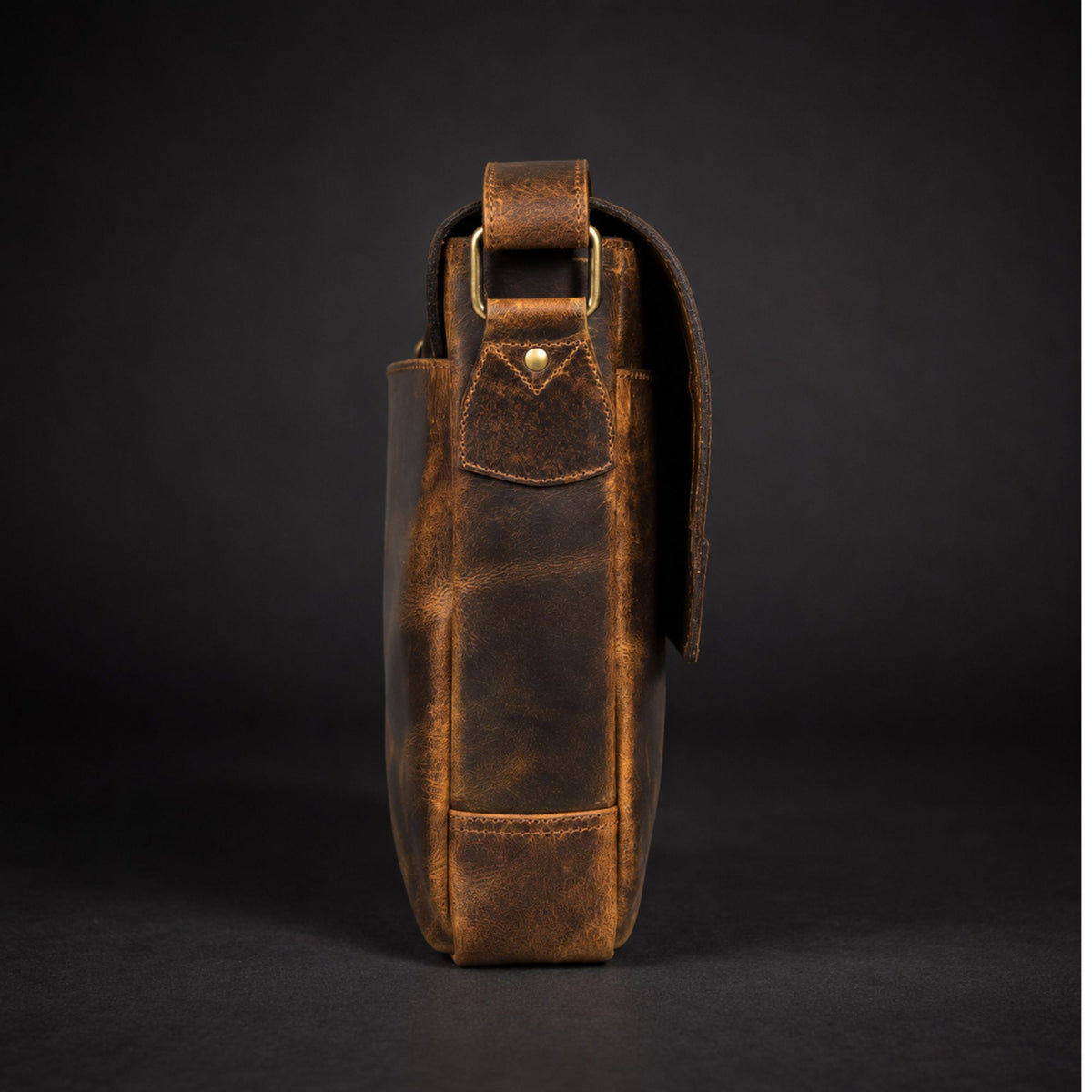 Madrid distressed full-grain leather laptop bag