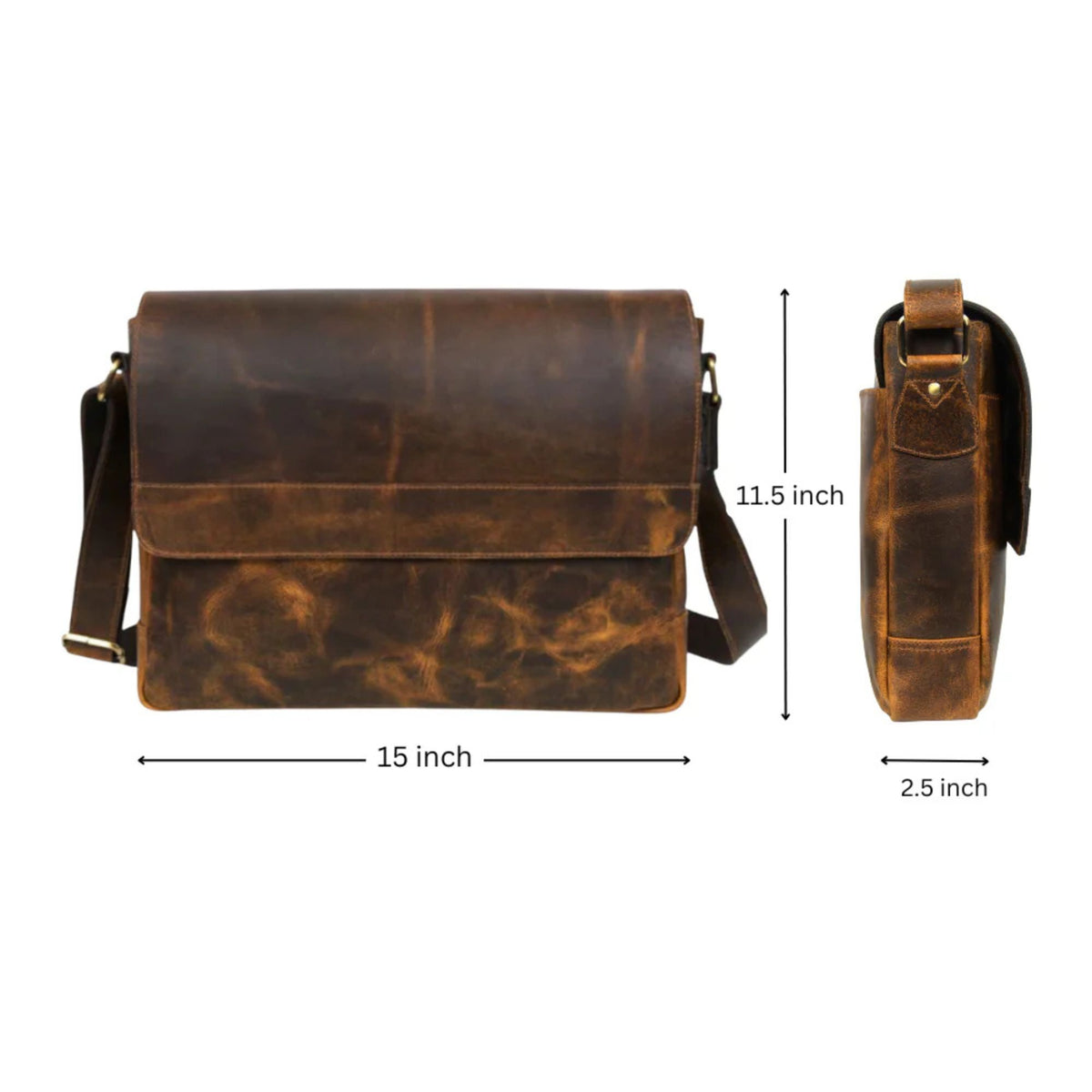 Madrid distressed full-grain leather laptop bag