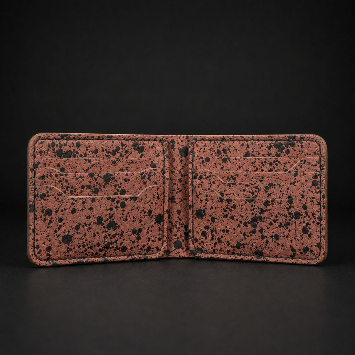 The Terracotta Splatter hand-stitched nappa leather wallet