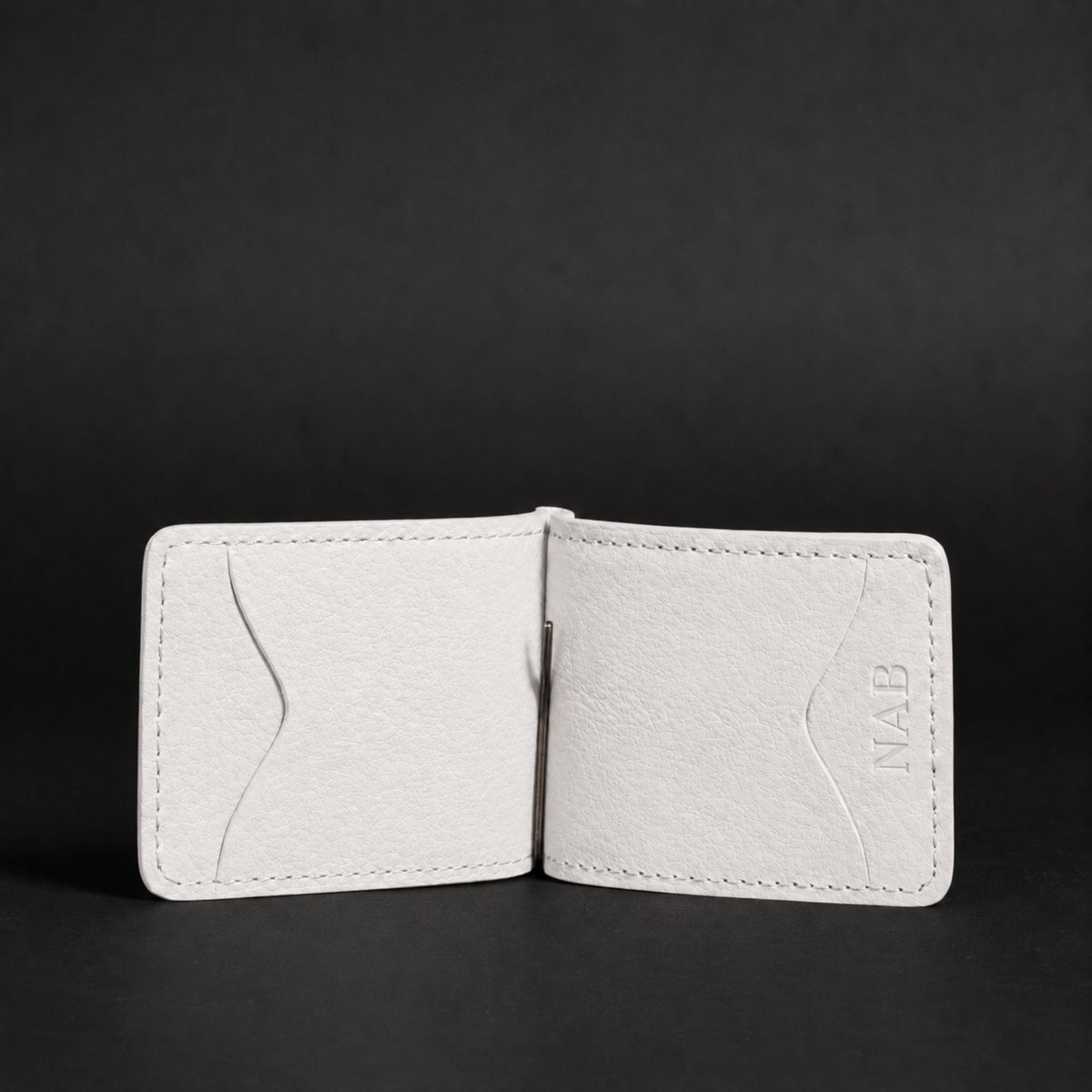 The Ivory white slim money clip pebble grain leather wallet