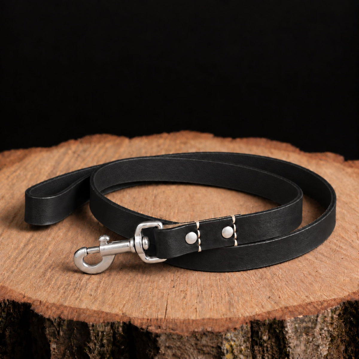 Leather dog leash, 60 inch, in black