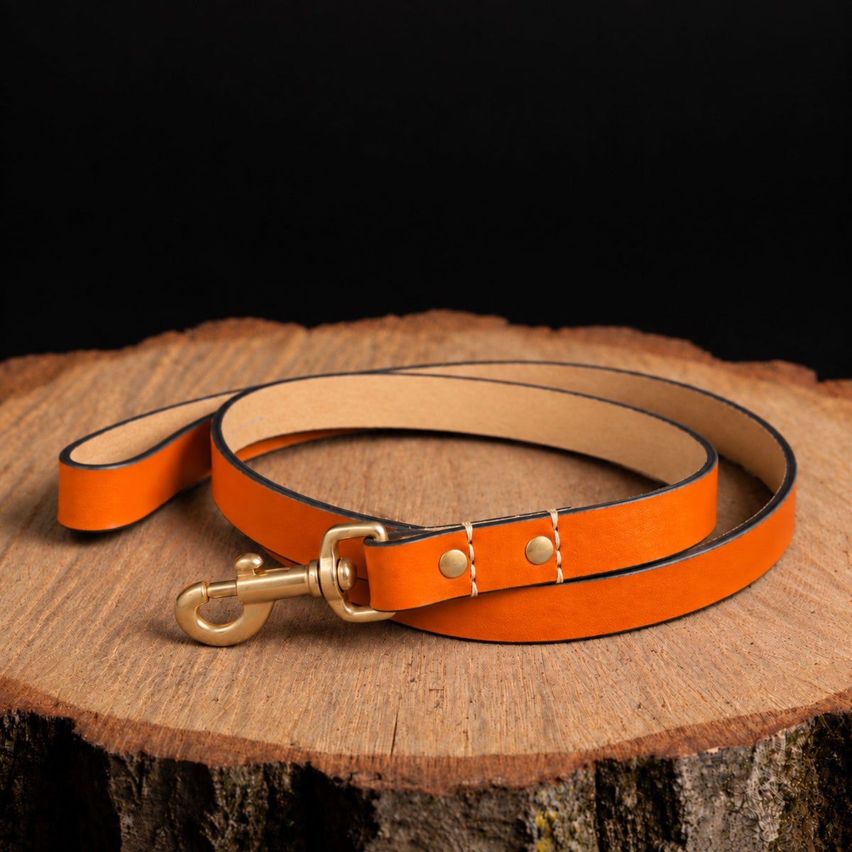 Leather dog leash, 60 inch, in tan