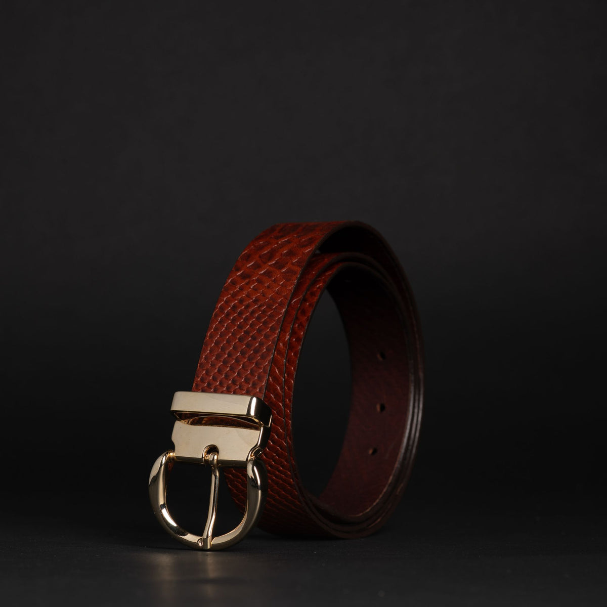 Medusa 35 mm snake skin embossed leather belt