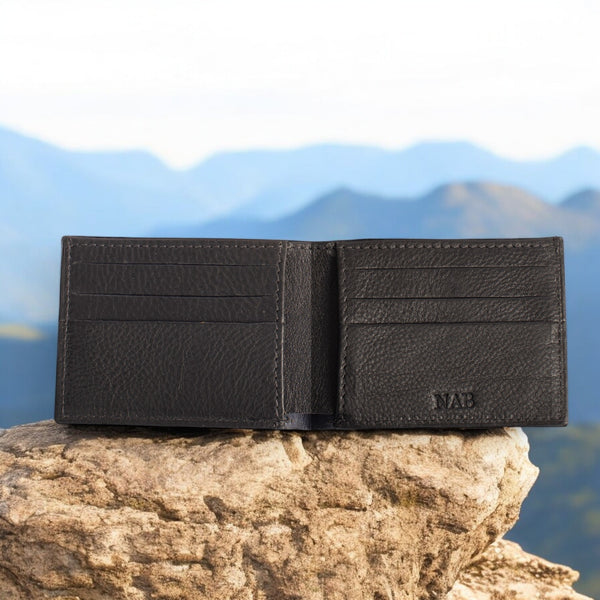 The Maverick Wallet - Black American Pebble Grain Bison Leather Wallet