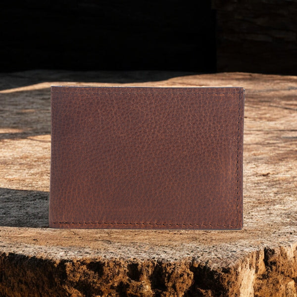 The Maverick Wallet - Brown American Pebble Grain Bison Leather Wallet