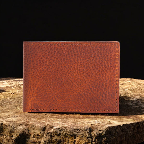 The Maverick Wallet - Cognac American Pebble Grain Bison Leather Wallet