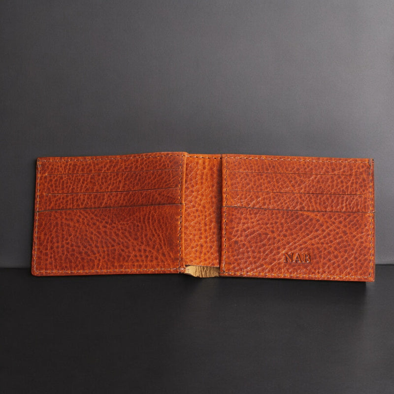 The Maverick Wallet - Cognac American Pebble Grain Bison Leather Wallet